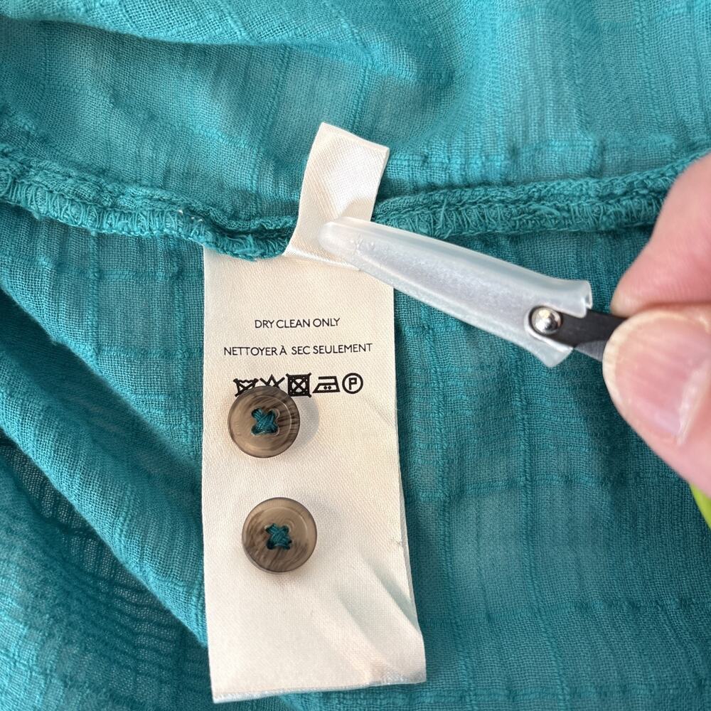 Pilcro Anthropologie Long Sleeve Button Up Blouse Sm Teal Swiss Dot Indie Boho - Picture 11 of 16